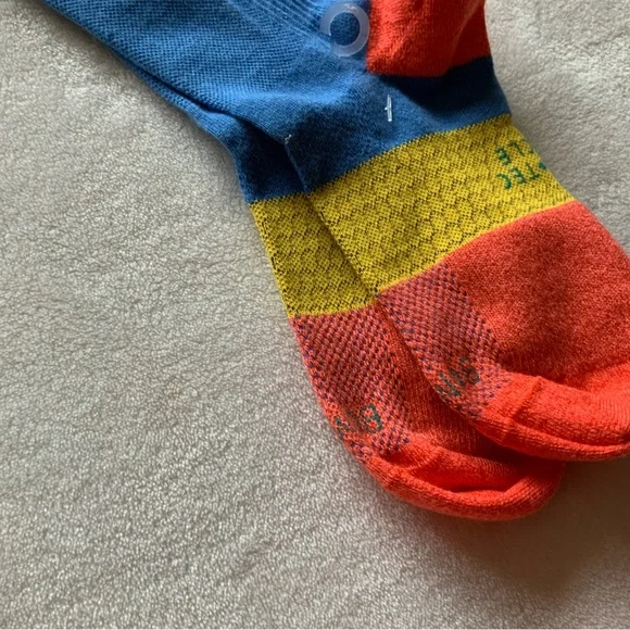 BOMBAS Cycling Calf  kid’s Socks In Wave / Amber - Picture 2 of 5